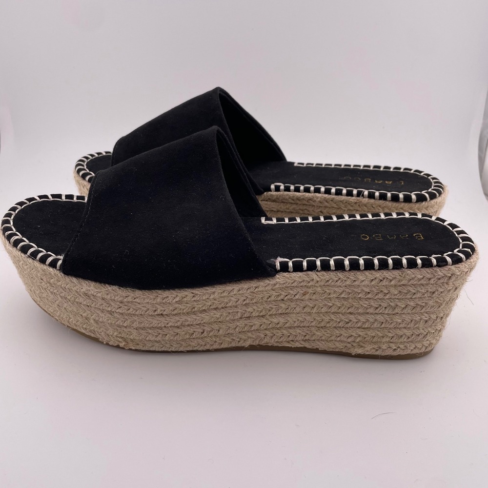 Bamboo Espadrille Wedge Sandals Platform Slides Black Comfort Casual Summer 8.5 - Picture 3 of 6